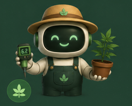 Agente de cultivo de Germyna con su medidor y su planta